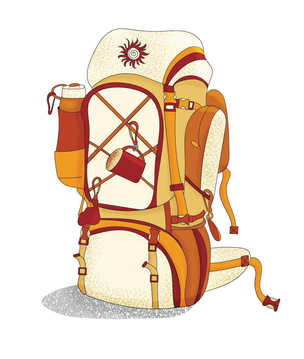 A hiking backpack to represent summer equipment rentals in the Canadian Rockies