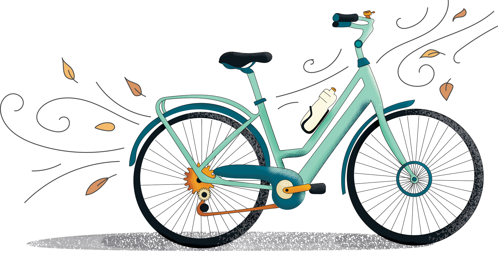An illustration of an e-bike to represent summer rentals in the Canadian Rockies. 