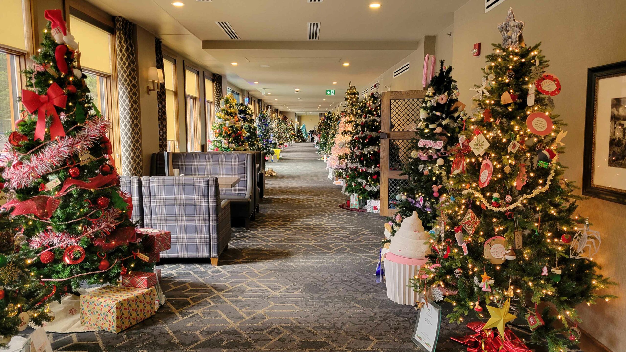 The hallways are decked with Christmas Trees at the Rotary of Canmore's Festival of Trees