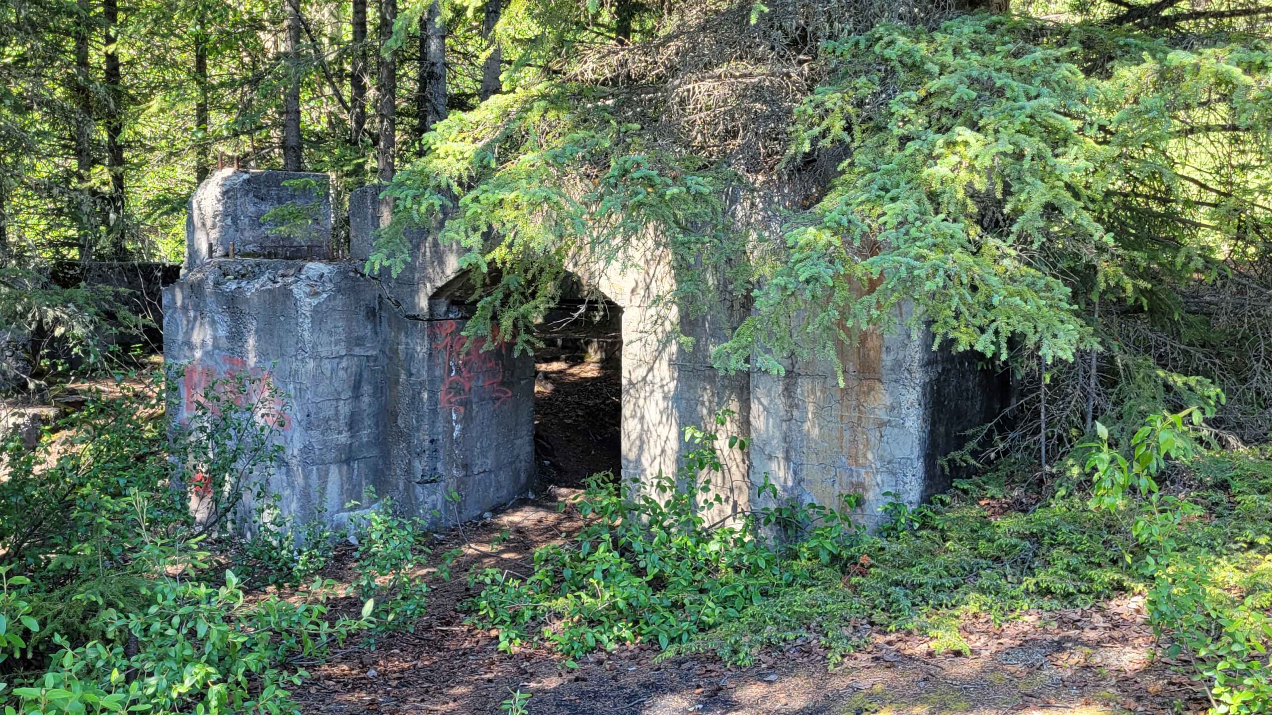 Ruins from a building in Lower Bankhead. This free trail is a unique activity to do in Banff.