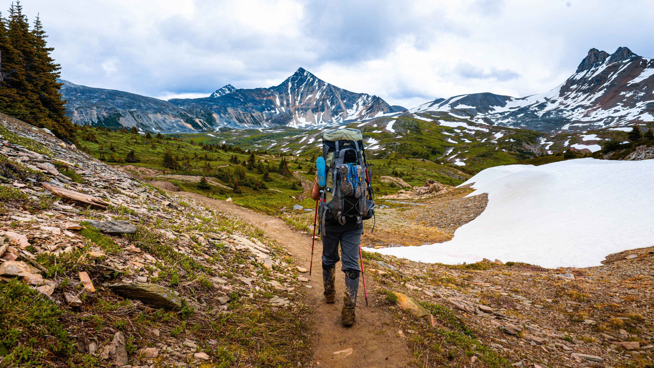 A person hikes in the Tonquin Valley. Hiking is a great way to experience Jasper this weekend.