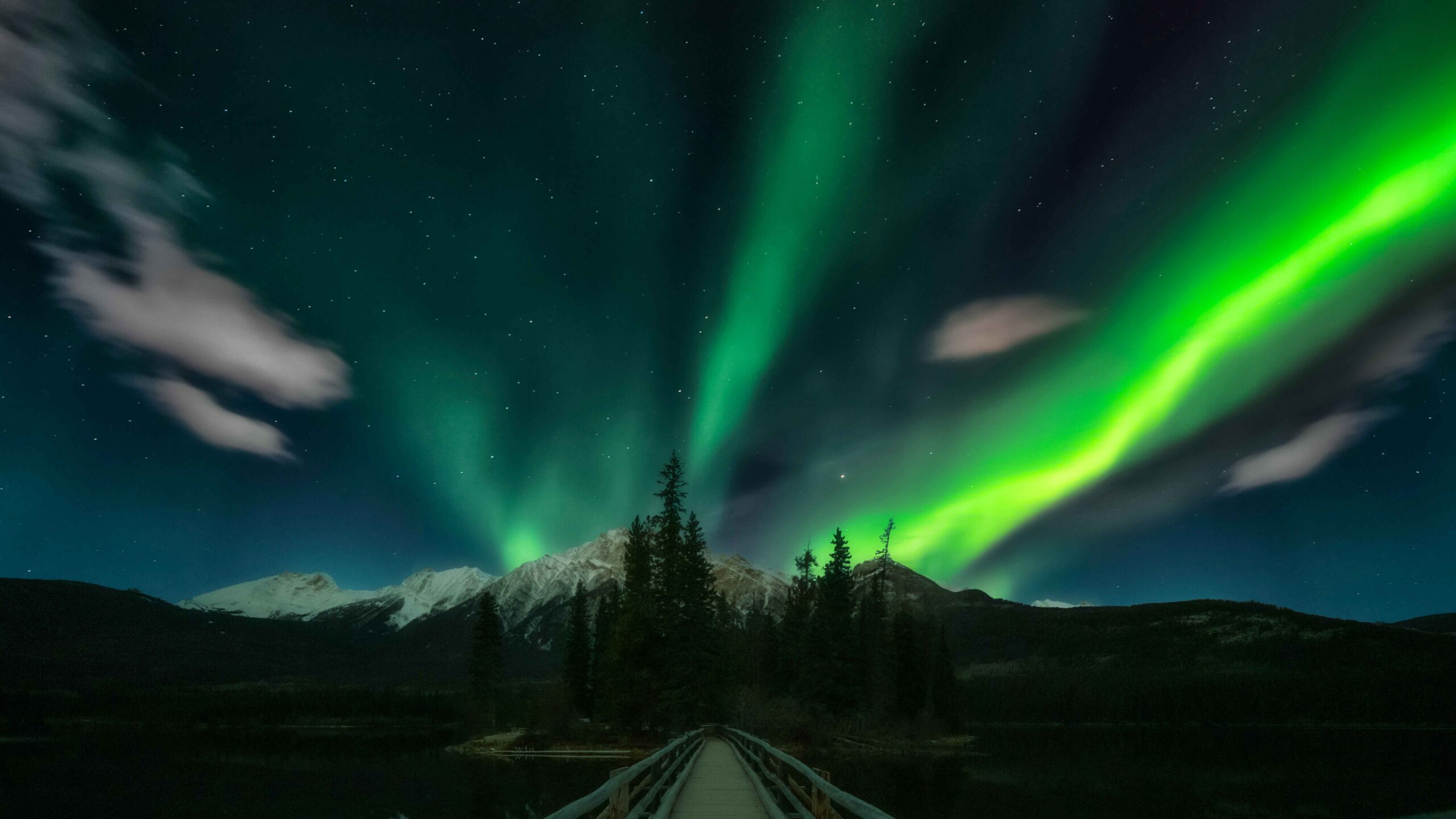 Northern lights at Pyramid Lake. Take a look at tours to learn about the night sky in Jasper this weekend.